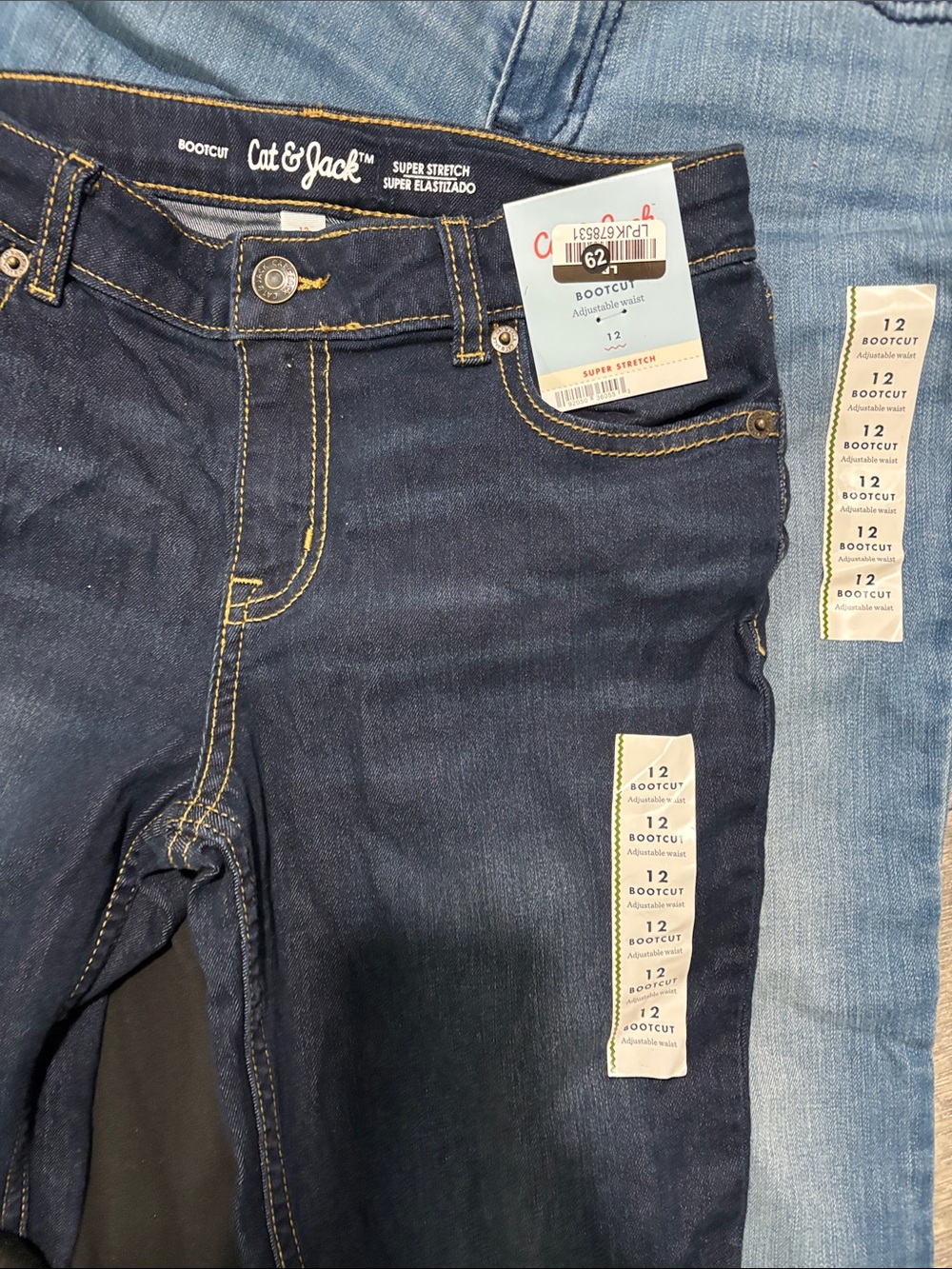Cat & Jack girls Black Flare Pants and Two Blue Denim Flare Jeans - Picture 2 of 5